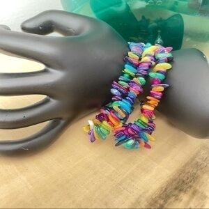 Multicolor Shell Wrap Bracelet Necklace Chunky Layered Coastal Beach Resort